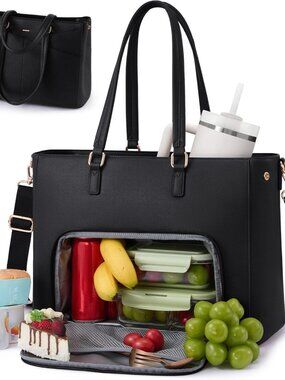 Lunch Tote Bag for Women, 3 in 1 Work Bag with Insulated Lunch Compartment, Lapt